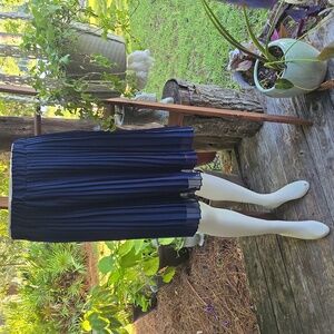 G By Guiliana Rancic Navy Blue Pleated Midi Skirt Size Large